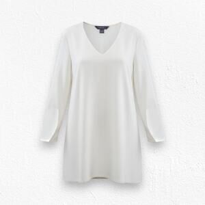 Y2K Ralph Lauren Purple Label Ivory V Neck Minimalist Designer Blouse Size 2